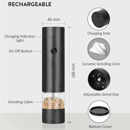 Electric Salt and Pepper Grinder Adjustable Coarseness Large Capacity Pepper Grinder Rechargeable Spices Grinder Kitchen Tools